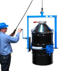 Custom Below-Hook Drum Carrier with longer arms to accommodate a drum cone