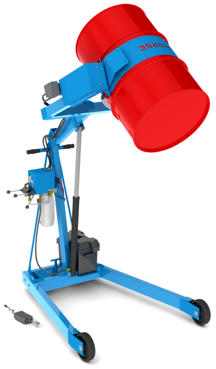 Hydra-Lift barrel dumper with battery power lift and tilt - Morse Model 400A-96-115