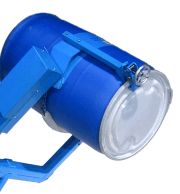 Drum dumper shown with Top Rim Clamp Option for rimmed 55-gallon plastic drum