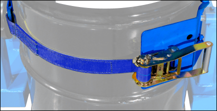 MORcinch drum holder with optional Web Strap with Ratchet to secure drum