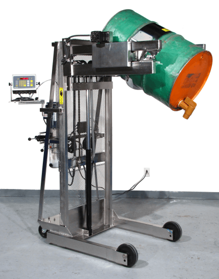 Custom Stainless Steel Scale-Equipped Vertical-Lift Drum Pourer