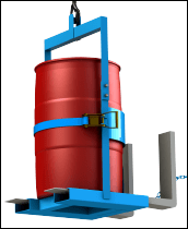 Custom below-hook drum lifter with fork pockets Custom model 86S-FP with fork pockets has 1000 Lb. capacity