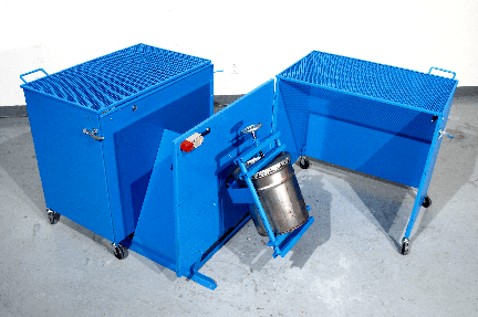 Enclosure with safety interlock for Morse Double Can Tumbler
