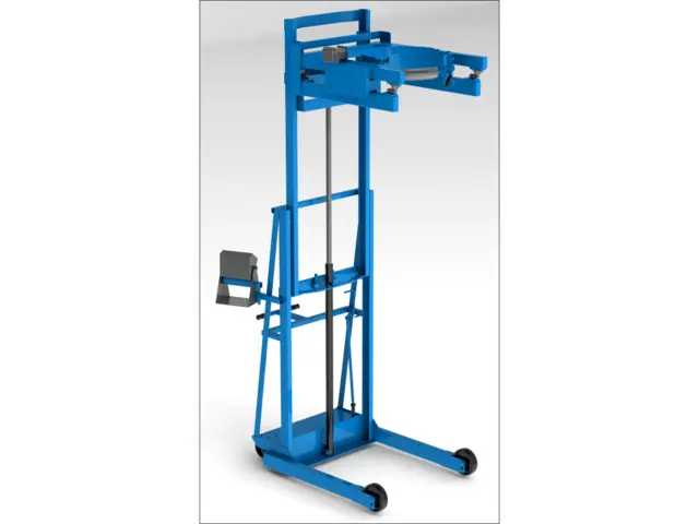 Scale-Equipped Vertical-Lift Drum Pourer to weigh drum while pouring at up 106" high - Model 525-N-110 shown