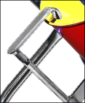 Engage the upper drum rim with the chine hook of stainless steel drum truck
