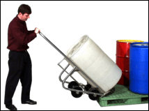 Move drum onto and off pallet with stainless steel drum truck
