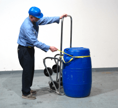 Optional Strap Kit for handling a rimless plastic barrel with stainless steel barrel truck