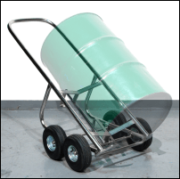 Stainless Steel Drum Truck with inflated tires for rough terrain