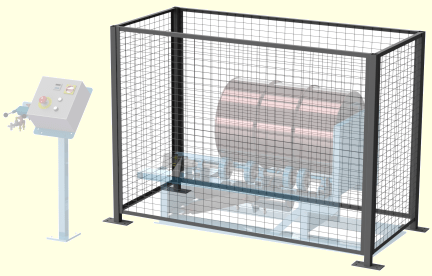 Enlcosure for drum roller equipped with safety interlock