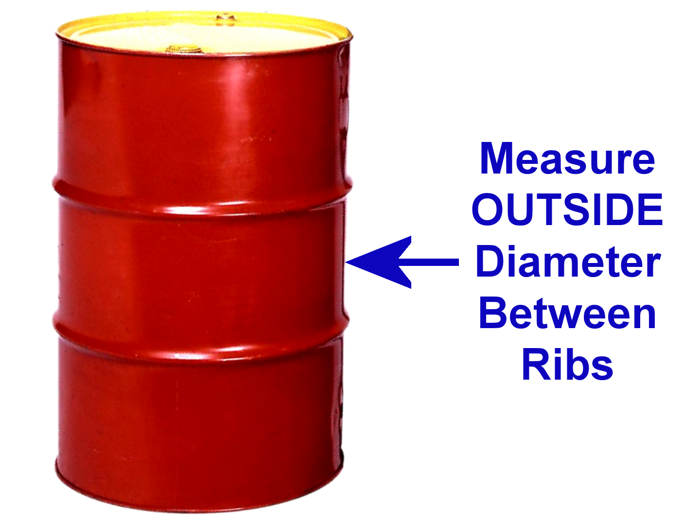 Measure OUTSIDE Drum Diameter Between Ribs