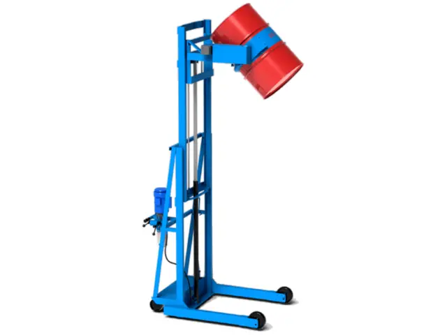 Vertical-Lift Drum Pourer to pour a drum up to 106" high - Model 520-110 shown