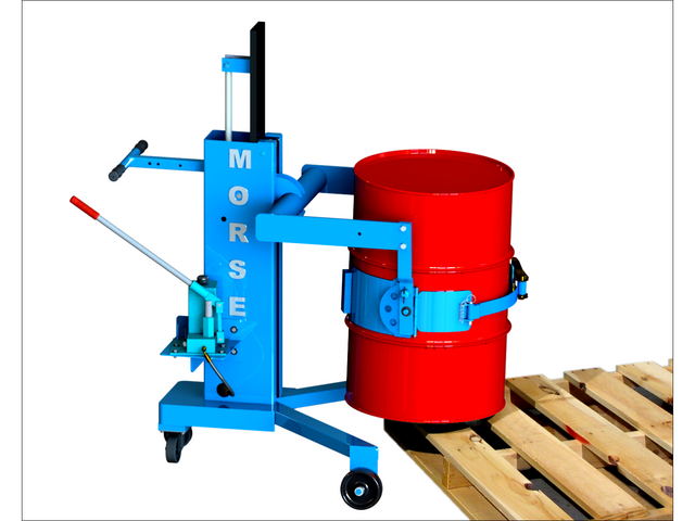 Model 82A Drum Palletizer can be moved on and off pallets and dollies.